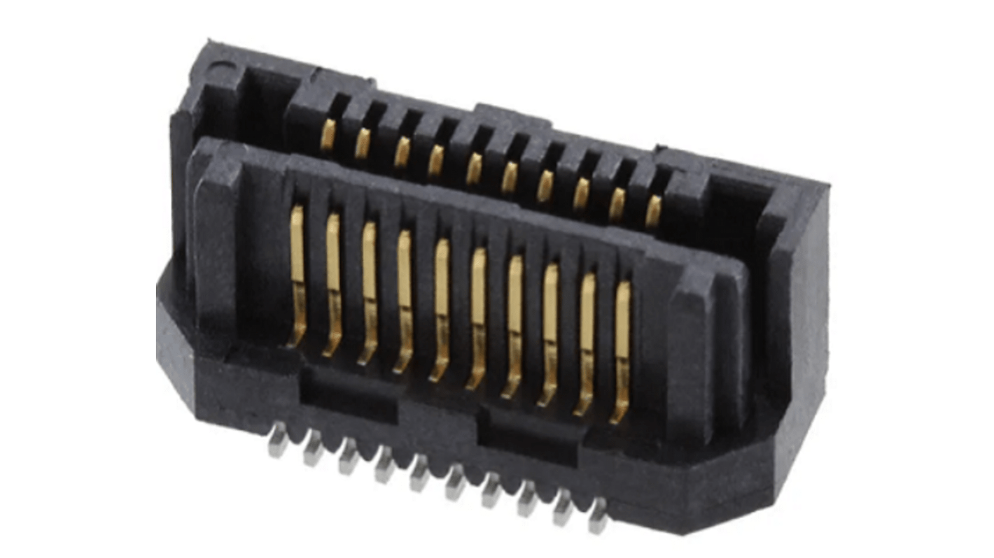 Samtec LSS Series Surface Mount PCB Header, 20 Contact(s), 0.635mm Pitch, 1 Row(s), Shrouded