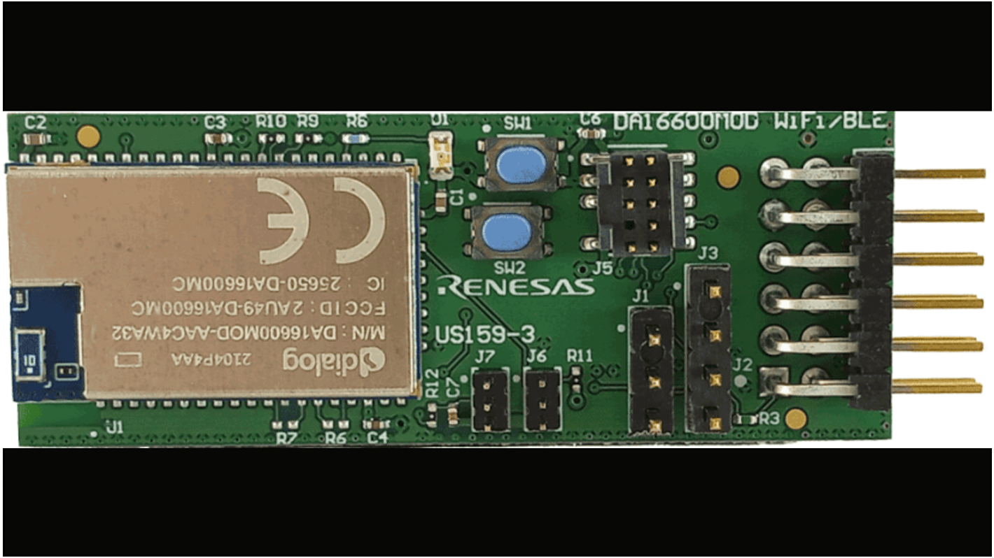 Renesas Electronics DA16600 Pmod Board Bluetooth, Wi-Fi Evaluation Board for DA16600 30 → 160MHz US159-DA16600EVZ