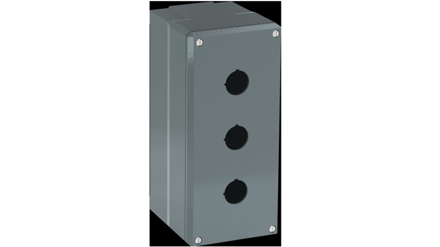 Grey Aluminium Modular Metal Push Button Enclosure - 3 Hole