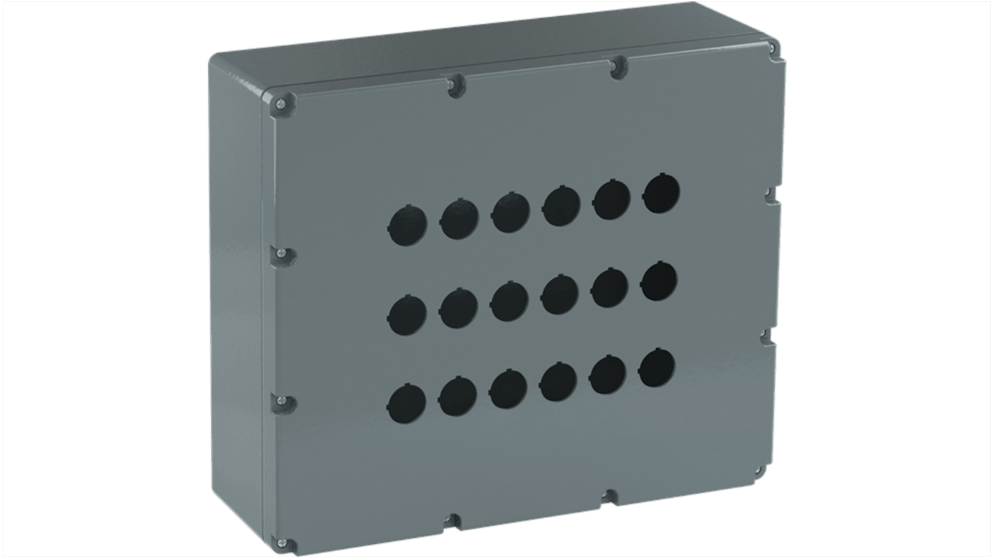 Grey Aluminium Modular Metal Push Button Enclosure - 18 Hole