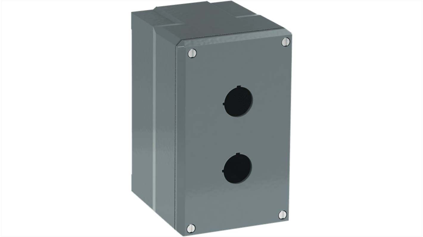 Grey Aluminium Modular Metal Push Button Enclosure - 2 Hole