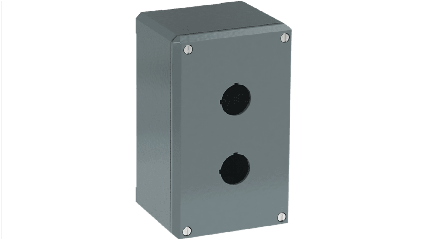 Grey Aluminium Modular Metal Push Button Enclosure - 2 Hole