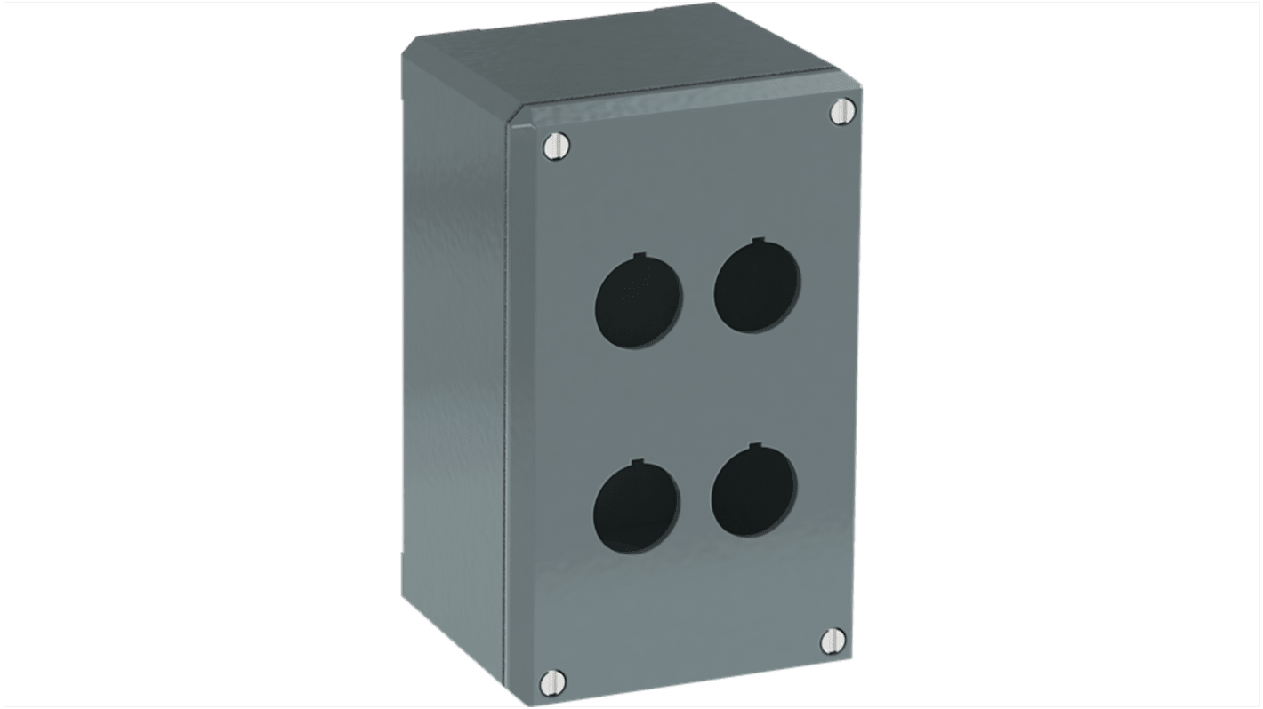 Boîtier de bouton-poussoir ABB Modular Metal, 4 découpes, en Aluminium Gris