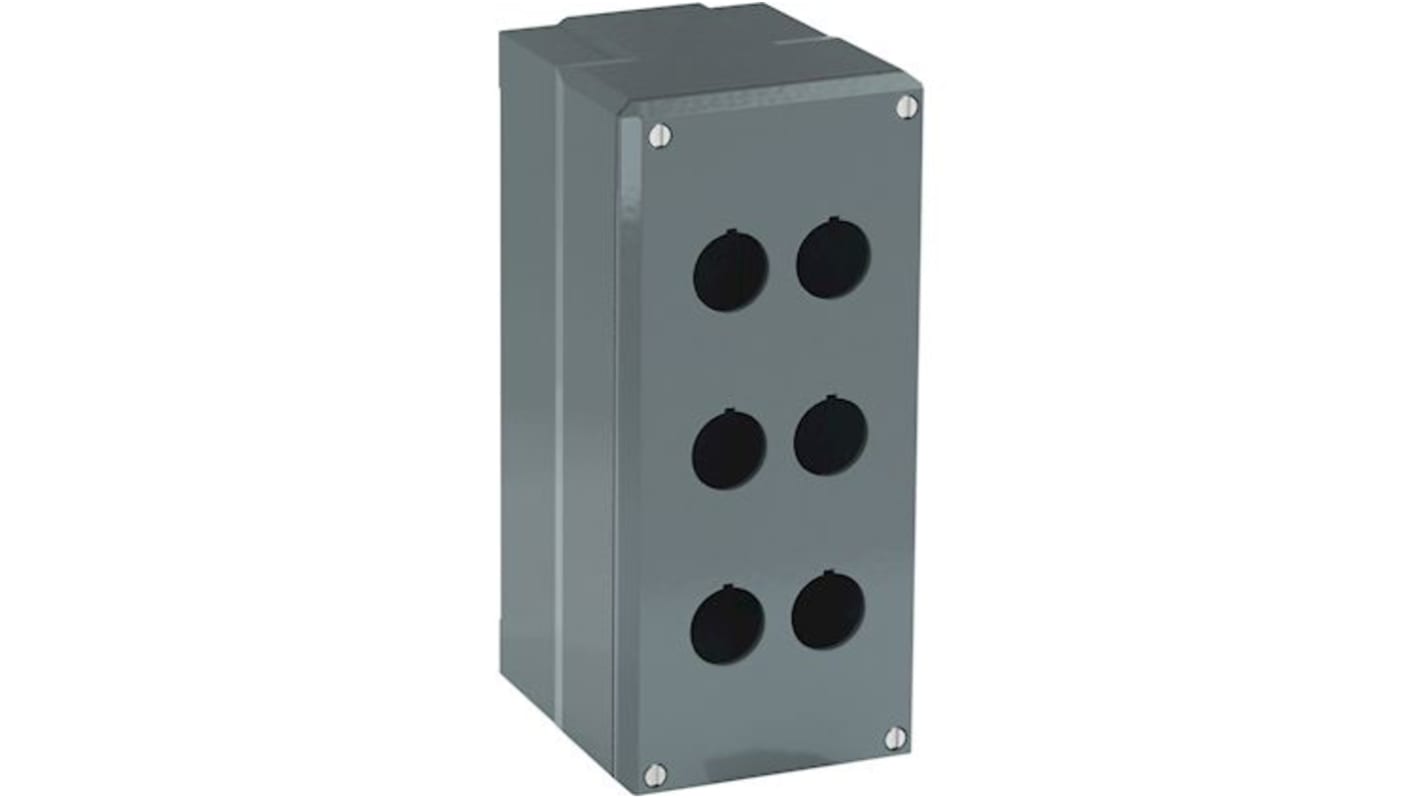 Grey Aluminium Modular Metal Push Button Enclosure - 6 Hole