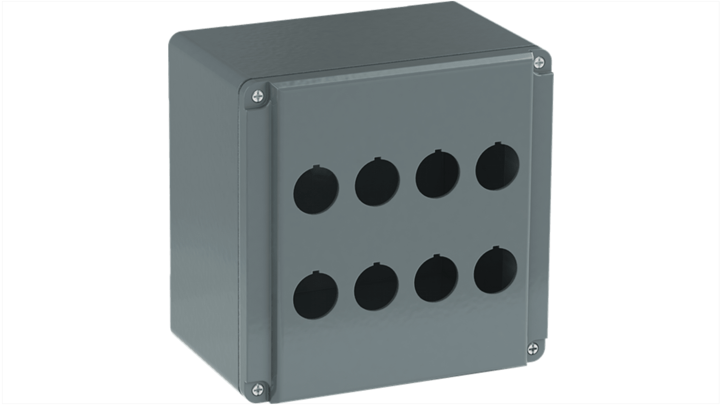 Grey Aluminium Modular Metal Push Button Enclosure - 8 Hole