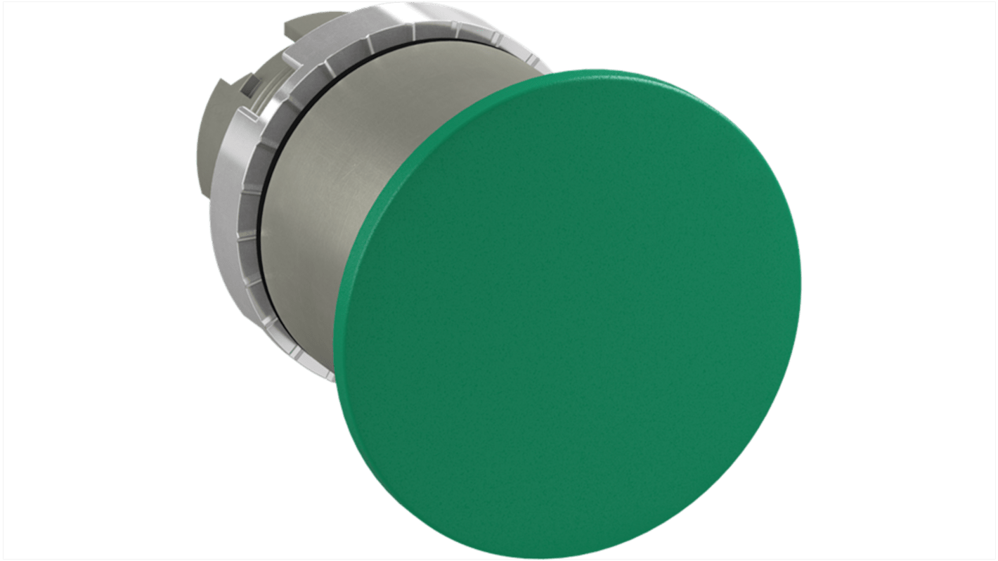 Pulsador ABB serie 1SFA1, Ø 40mm, de color Verde, tipo seta, Tirar para liberar