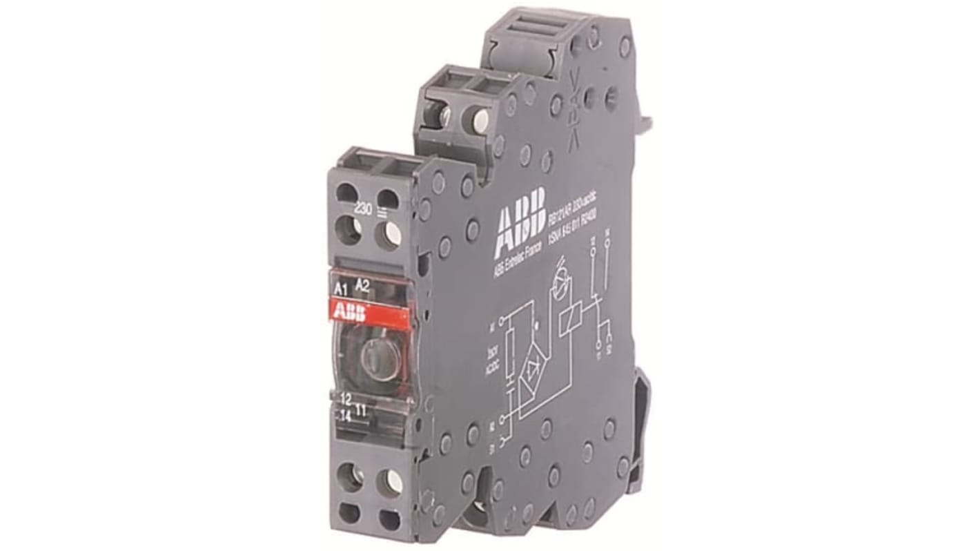 ABB R600 Series Interface Relay, DIN Rail Mount, 230V ac/dc Coil, SPDT, 6A Load