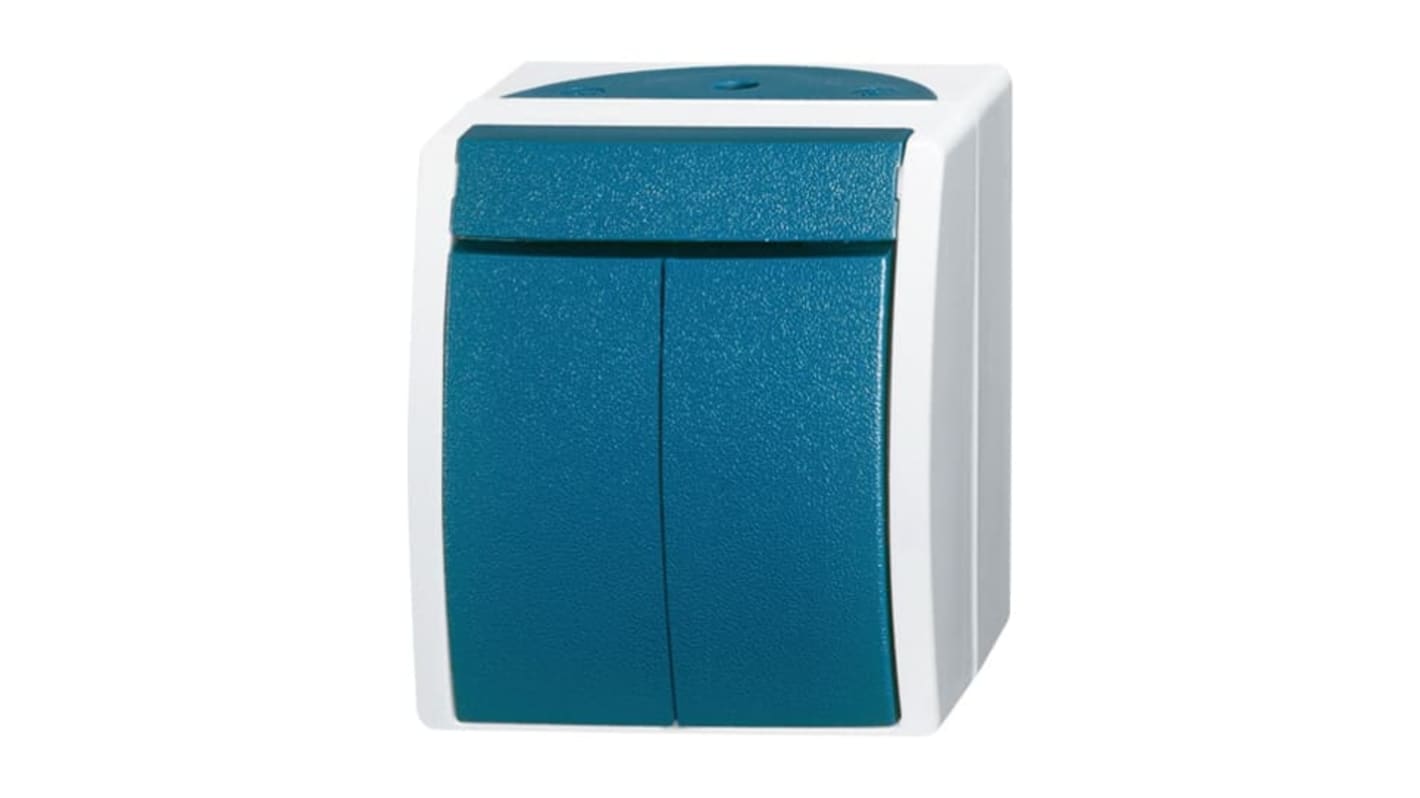 2CKA001085A1606 | ABB Blue Rocker Light Switch, 1 Way, 2 Gang ...