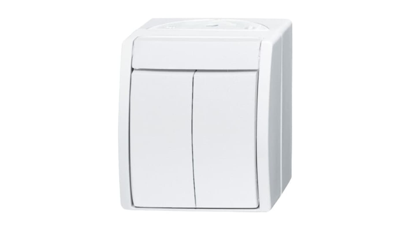 2CKA001085A1621 | ABB White Rocker Light Switch, 1 Way, 2 Gang ...