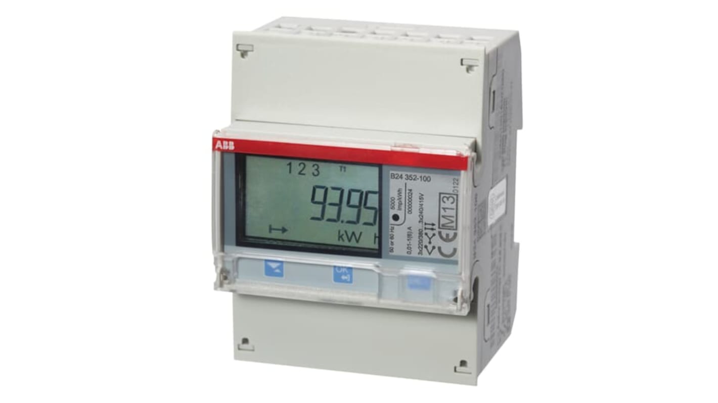 ABB Energiamérő LCD, 7-számjegyes, 3-fázisú, impulzuskimenettel, B24 sorozat