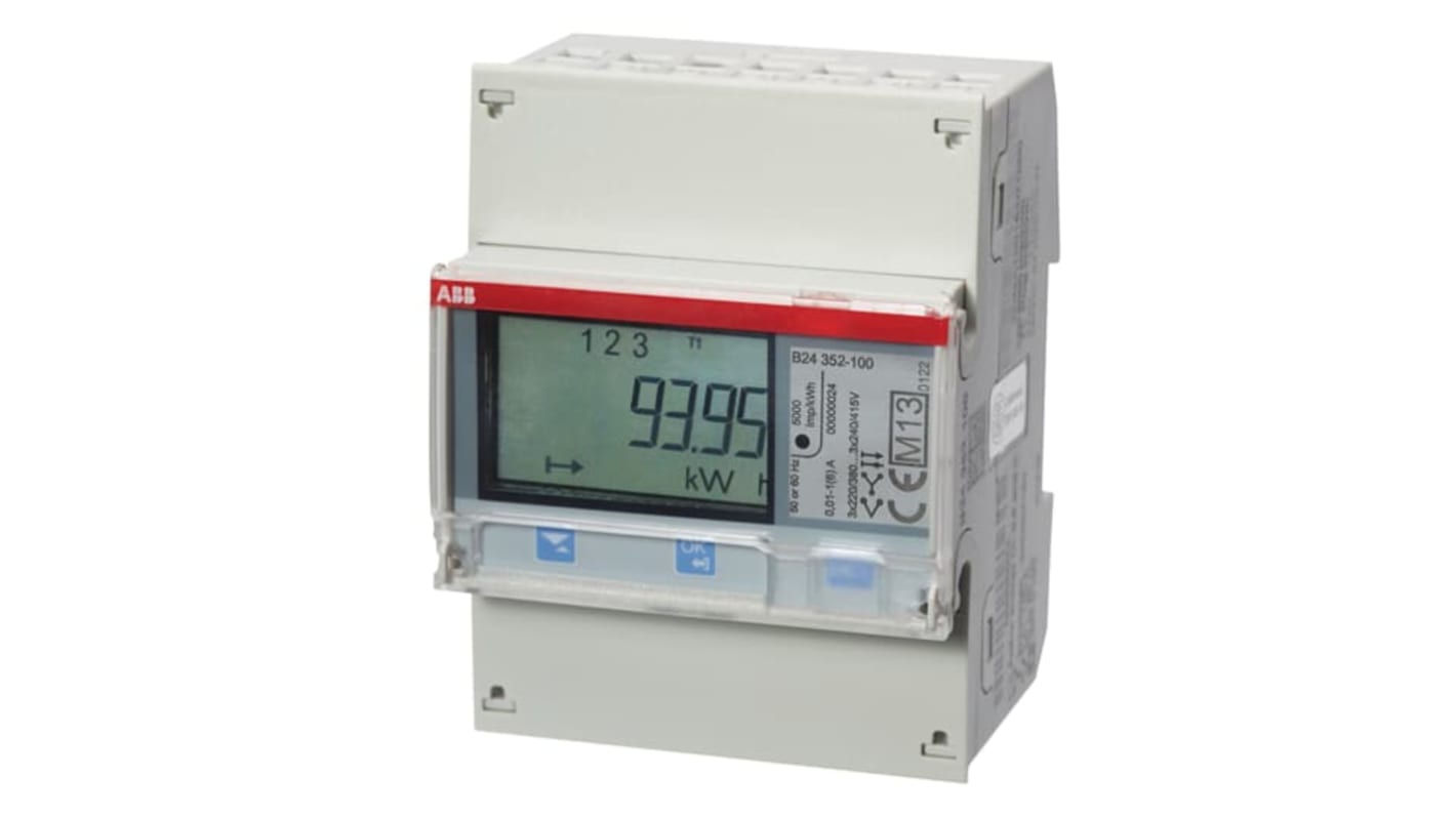 Medidor de energía ABB serie B24, display LCD, con 7 dígitos, 3 fases