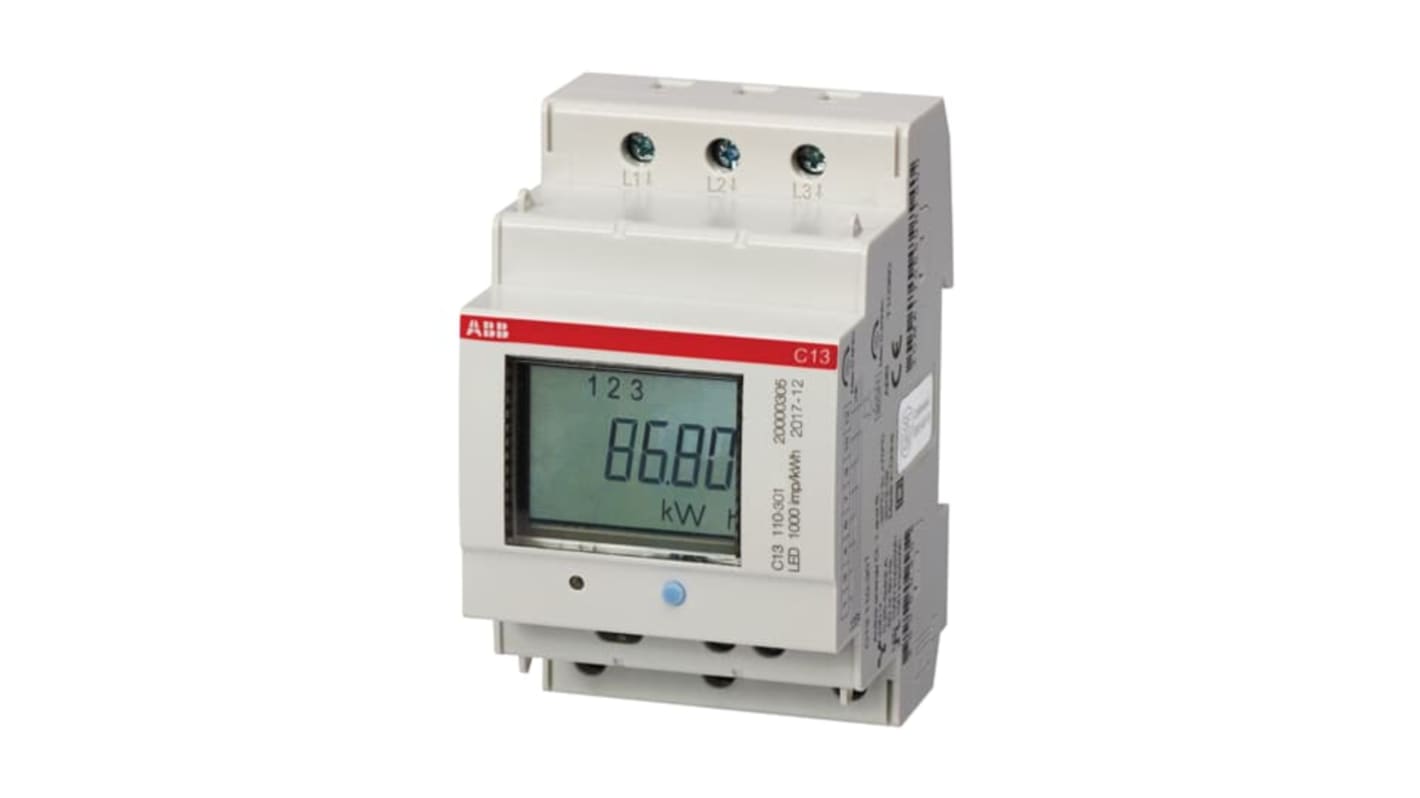 Contatore di energia ABB, C13, 3 fasi, display LCD a 6 cifre