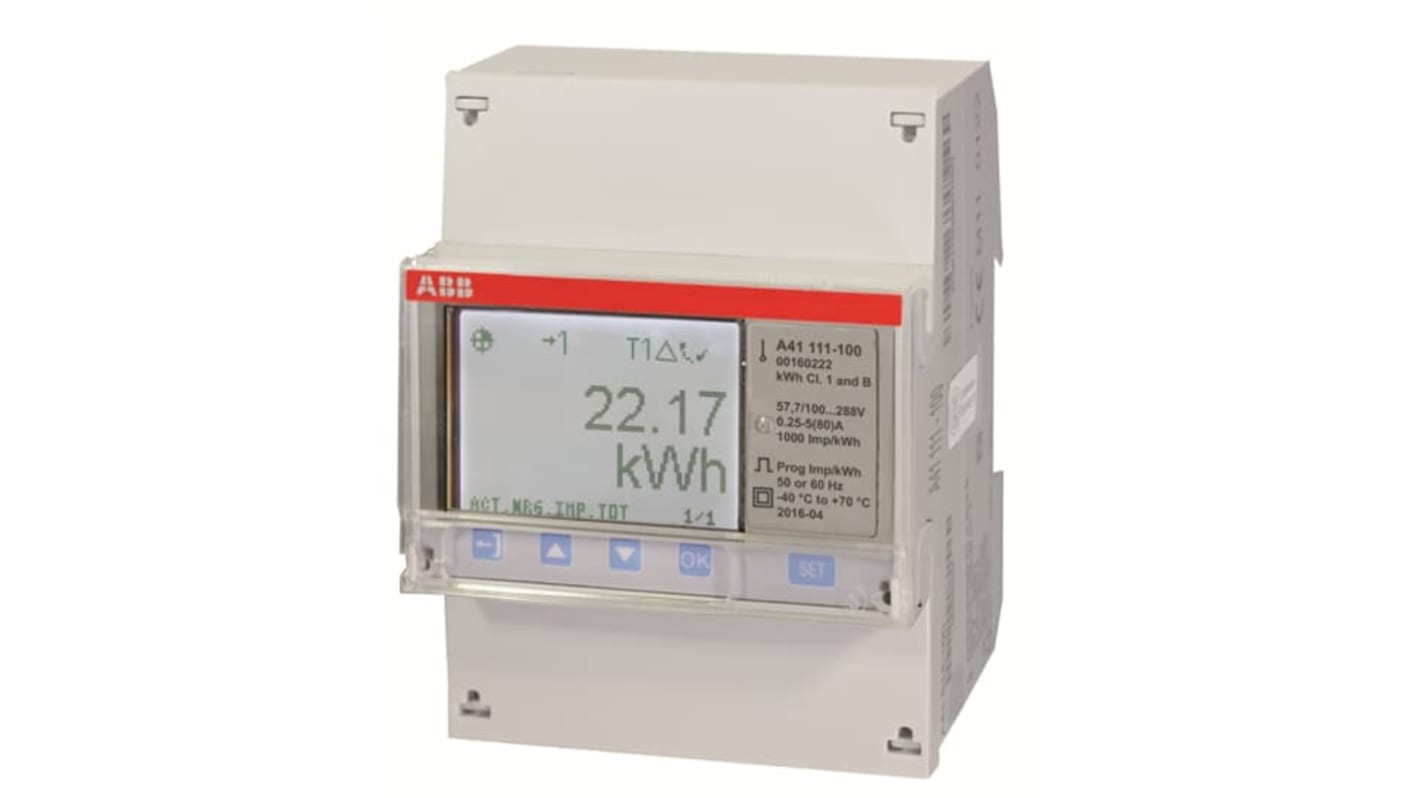 ABB A41 Energiemessgerät LCD, 7-stellig / 1-phasig, Impulsausgang