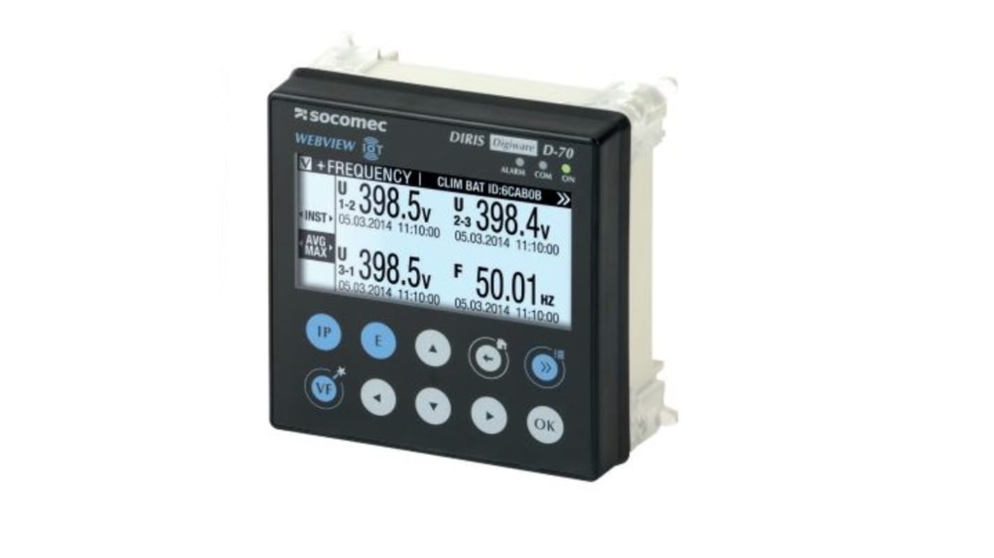 Socomec LCD Digital Panel Multi-Function Meter for Energy, Power, Temperature, 90mm x 92mm