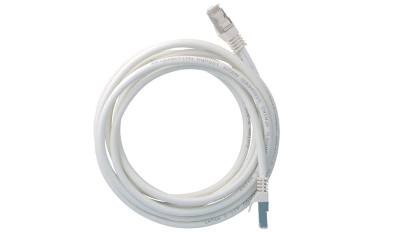 Hager Cat6a Male RJ45 to RJ45 Ethernet Cable, Shielded Twisted Pair (STP), Grey, 3m