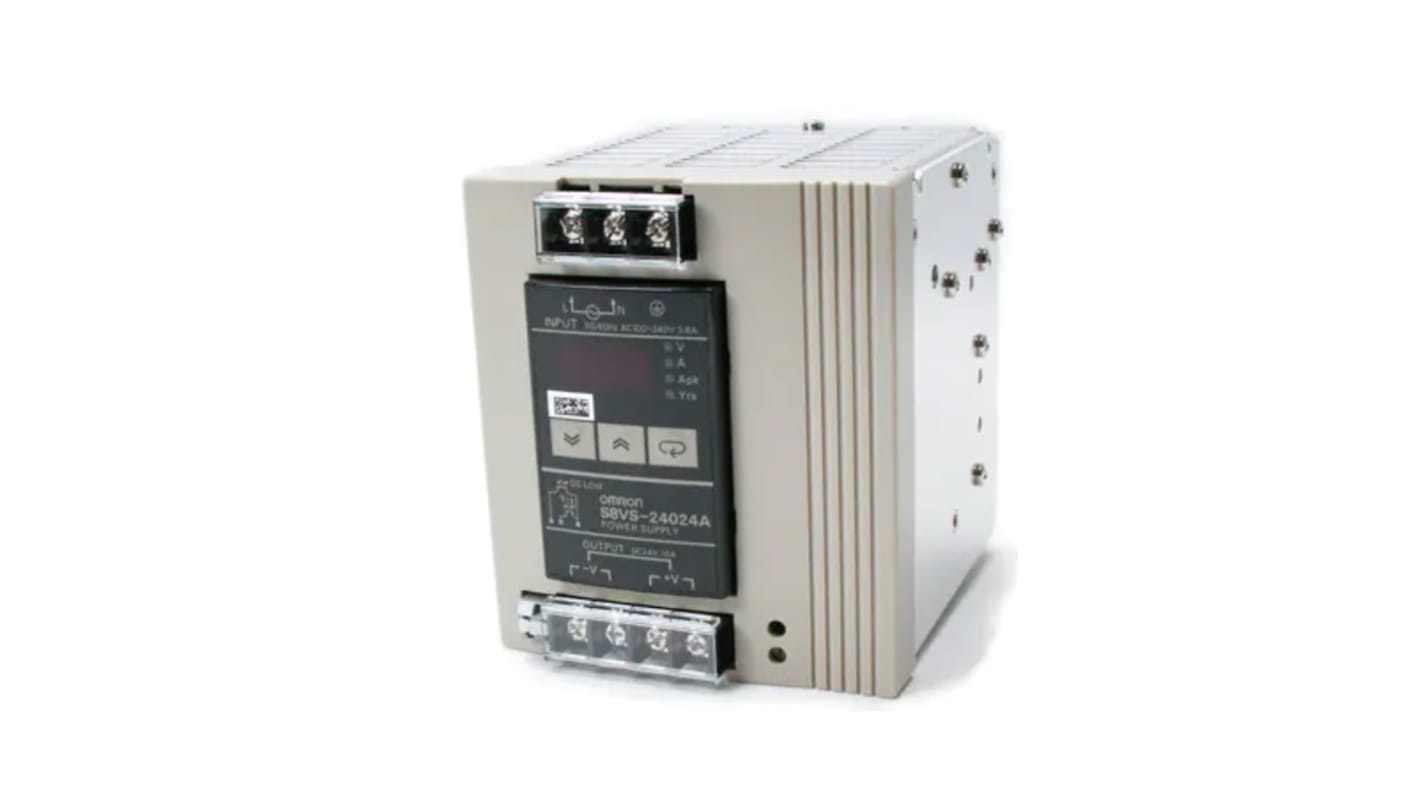 Omron DINレール取付け用スイッチング電源, S8VS-48024-F, 出力：20A, 定格：480W 入力電圧：ac 出力電圧：dc 24V dc/