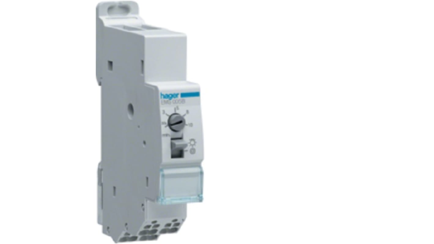 Hager DIN Rail Mount Timer Relay, 230V ac, 1-Contact, 3 → 600s, SPST