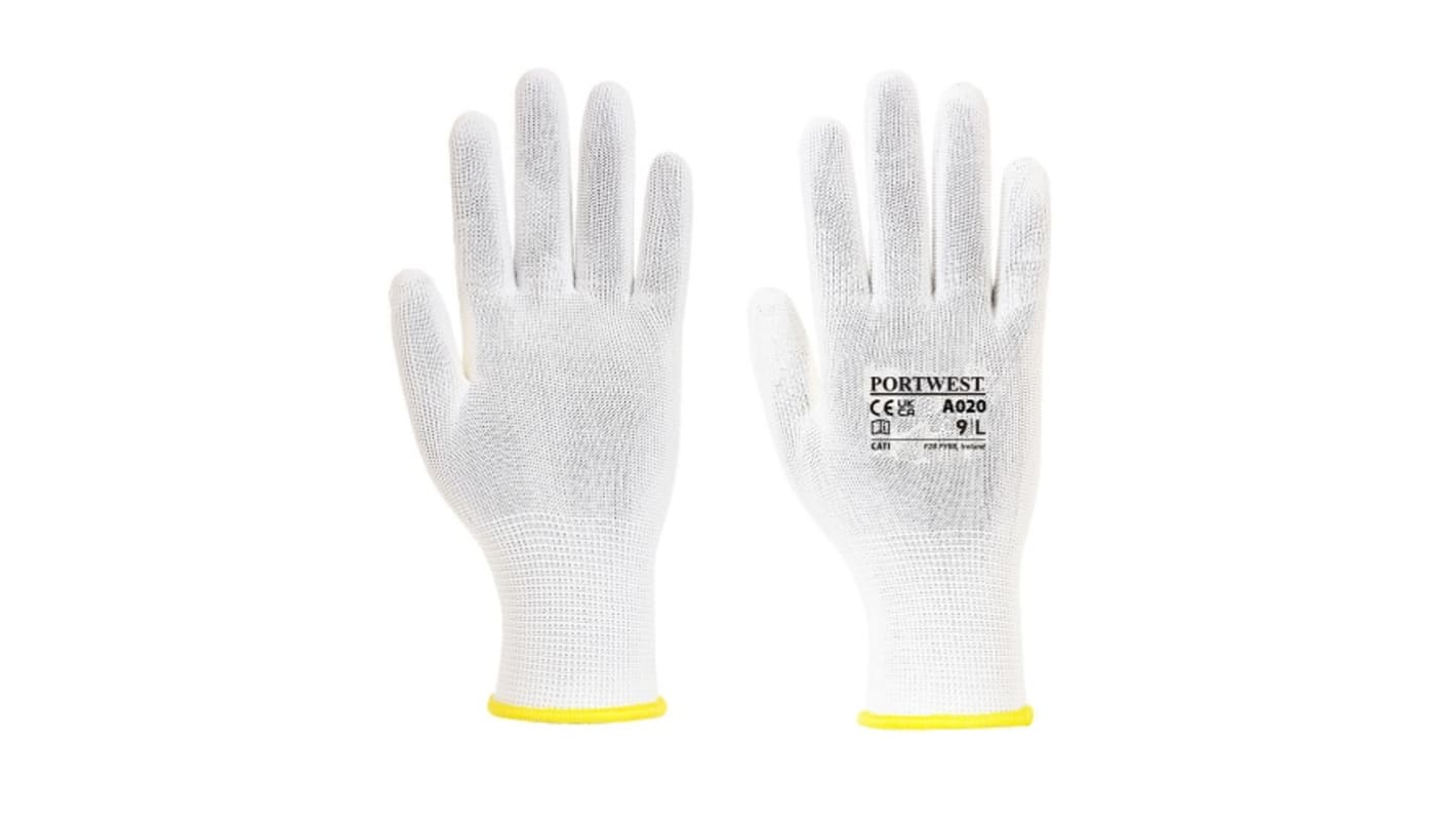 Portwest White Nylon Breathable Work Gloves, Size 8, Medium