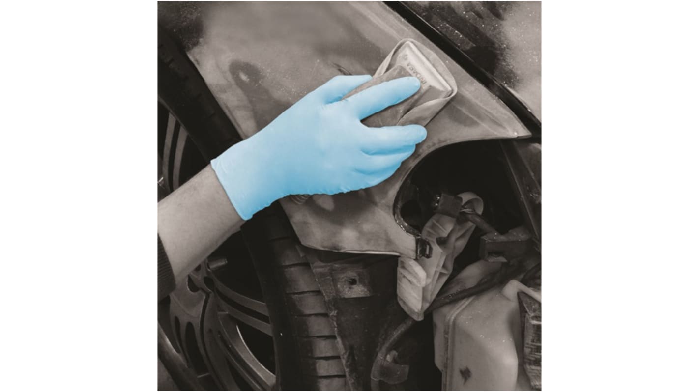 BM Polyco Blue Powder-Free Nitrile Disposable Gloves, Size L, Food Safe, 100 per Pack