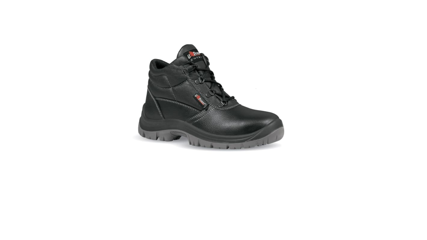 UPower Black Steel Toe Capped Unisex Safety Boot, UK 10, EU 44