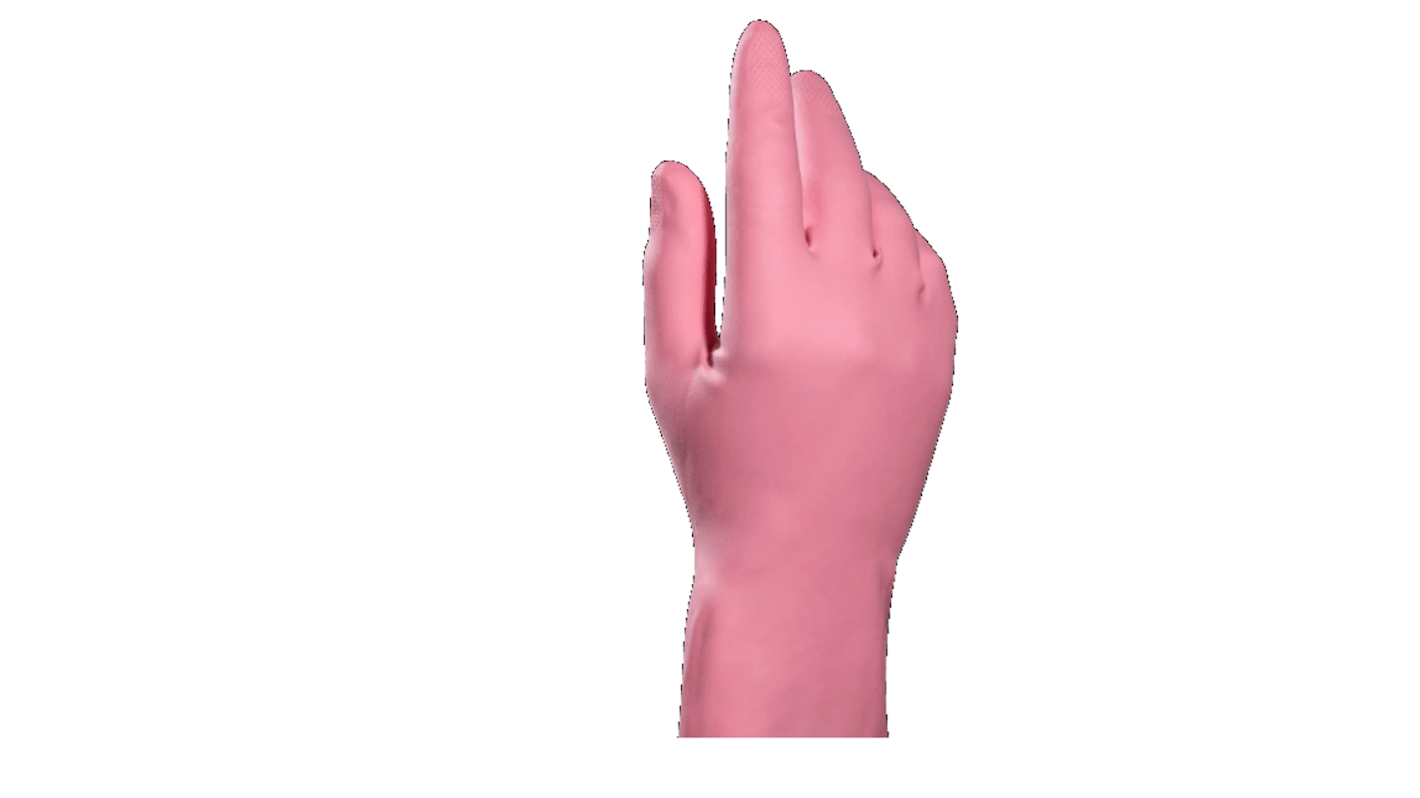 Mapa Pink Latex Chemical Resistant Gloves, Size 6, XS, Latex Coating