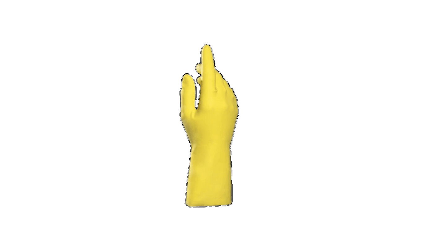 Mapa Yellow Latex Chemical Resistant Gloves, Size 9, Large, Latex Coating
