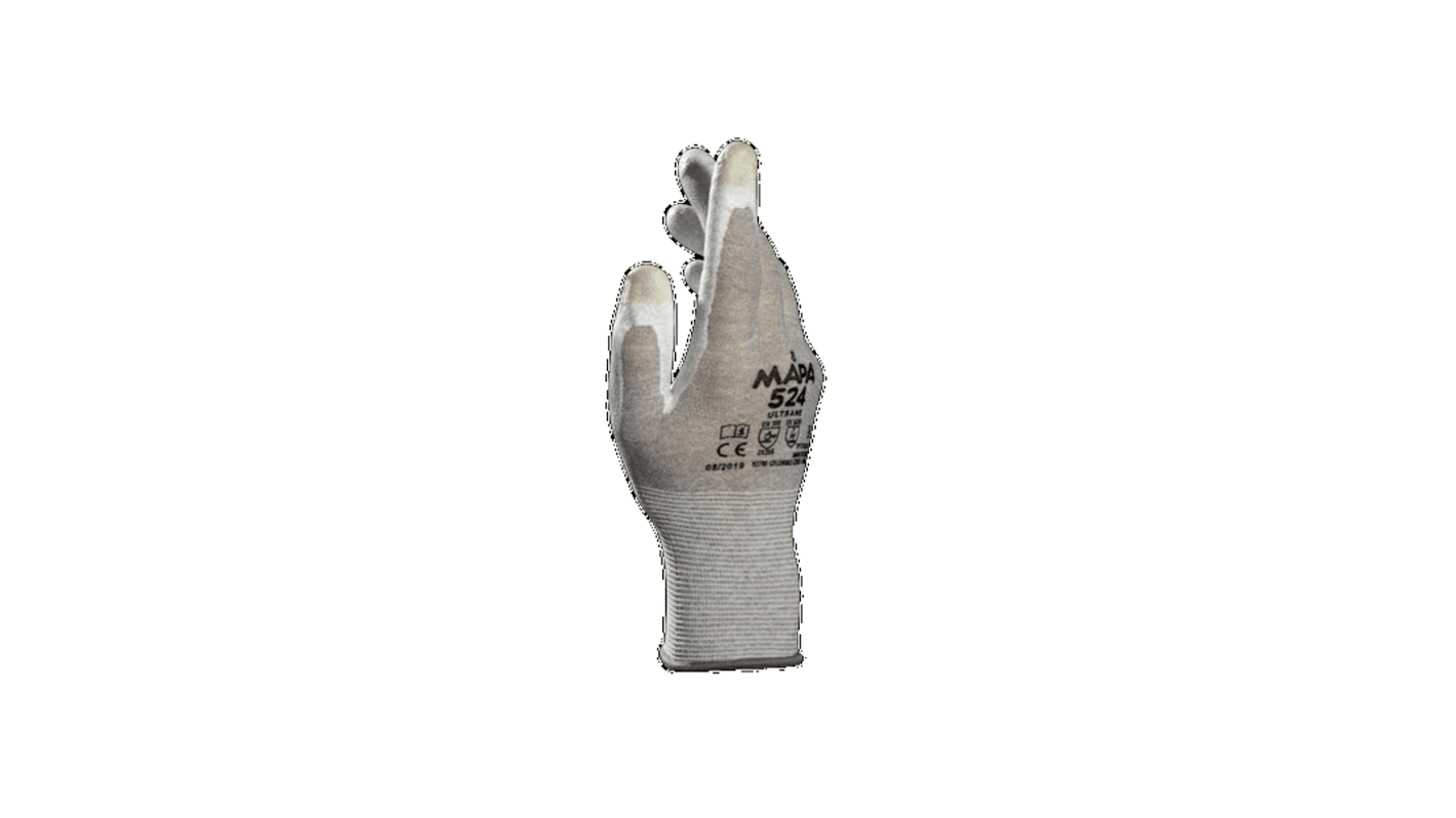 Mapa Grey Carbon Fibre ESD Safety Gloves, Size 11, XXL, Polyurethane Coating
