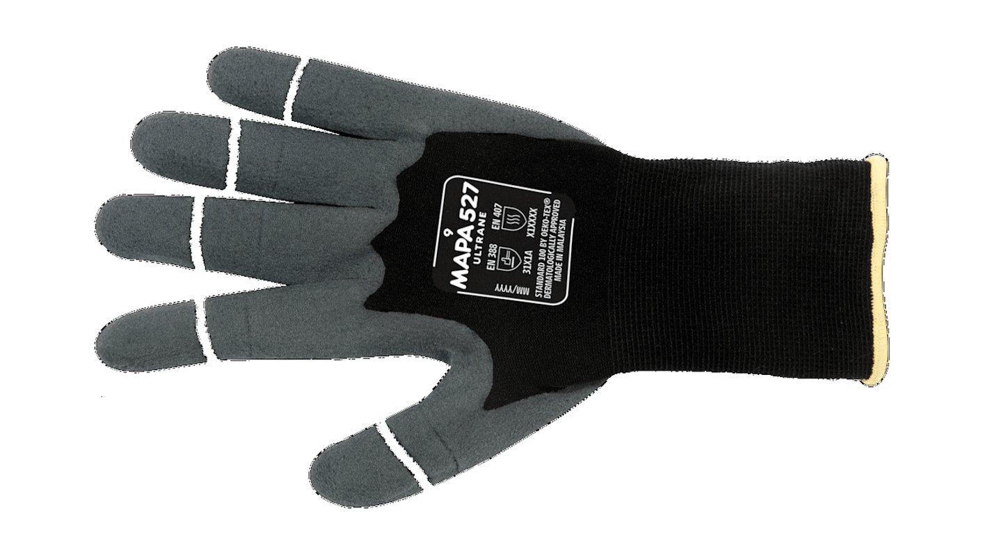 Mapa Black Nitrile Breathable Gloves, Size 7, Small, Nitrile Foam Coating