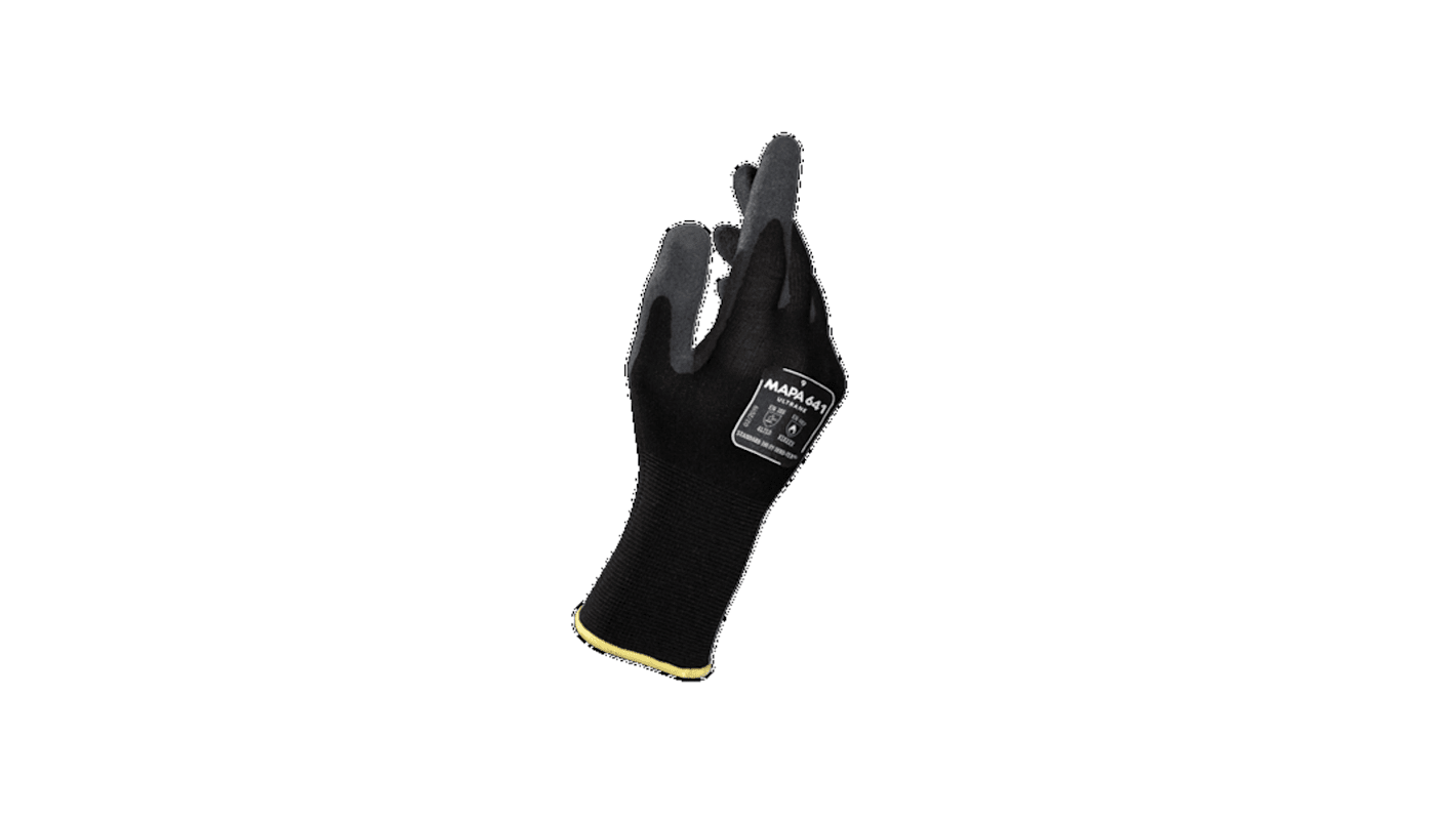 Guantes de Nitrilo Negro Mapa, talla 6, con recubrimiento de Espuma de nitrilo, Transpirable