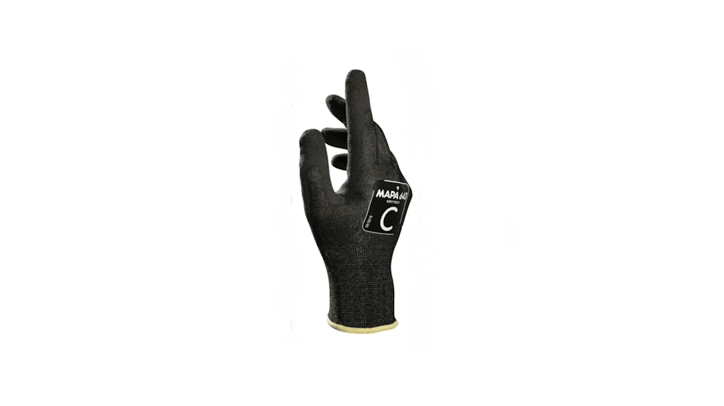 Mapa Black HHPE, Polyamide, Spandex Cut Resistant Gloves, Size 10, Nitrile Coating