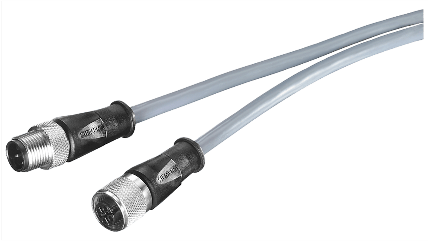 Siemens Straight Male M12 to Straight Female M12 Sensor Actuator Cable, 15m