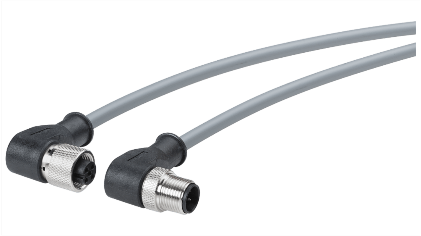 Siemens Right Angle Male M12 to Right Angle Female M12 Sensor Actuator Cable, 300mm