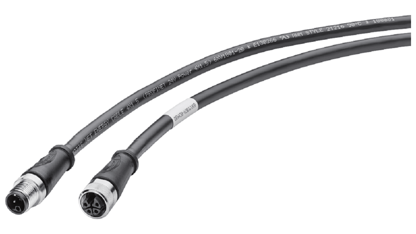 Siemens Straight Male M12 to Straight Female M12 Sensor Actuator Cable, 500mm