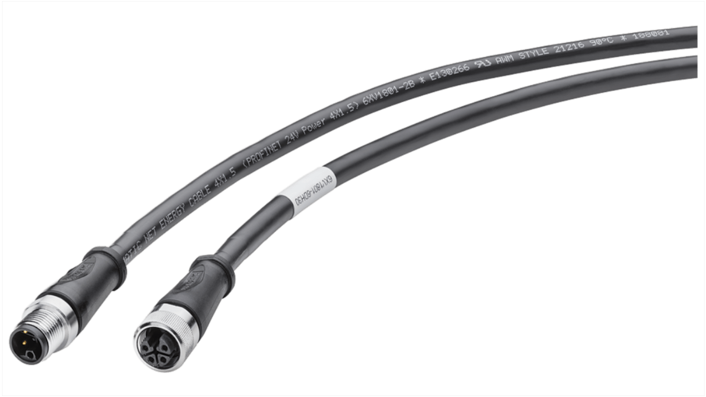 Siemens Straight Male M12 to Straight Female M12 Sensor Actuator Cable, 2m