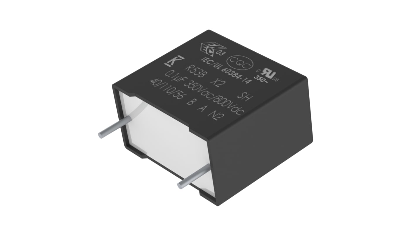 KEMET R53B Film Capacitor, 350V ac, ±20%, 10μF, Through Hole