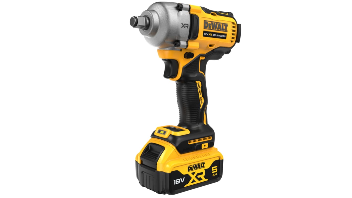 DCF891P2TGB DeWALT 1/2 in 18V, 5Ah Cordless Impact Wrench, UK Plug RS