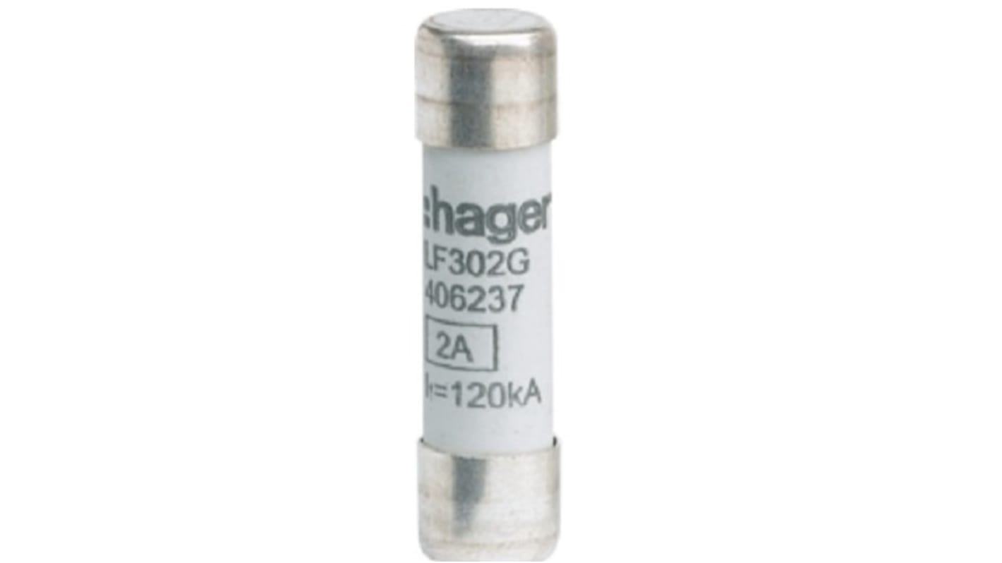 Fusible de cartucho Hager, 500V, 2A, 10 x 38mm