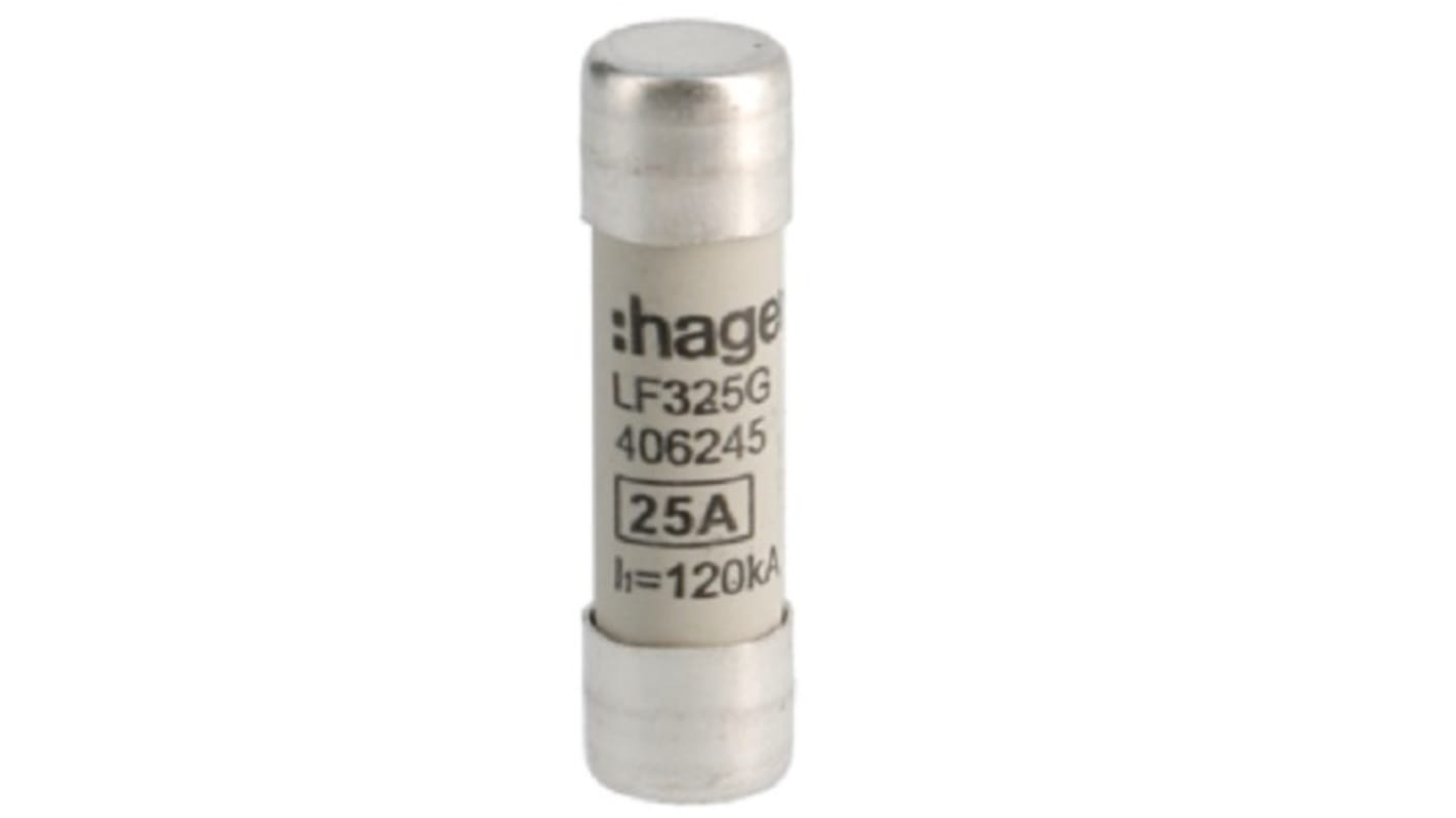 Hager 25A Cartridge Fuse, 10 x 38mm