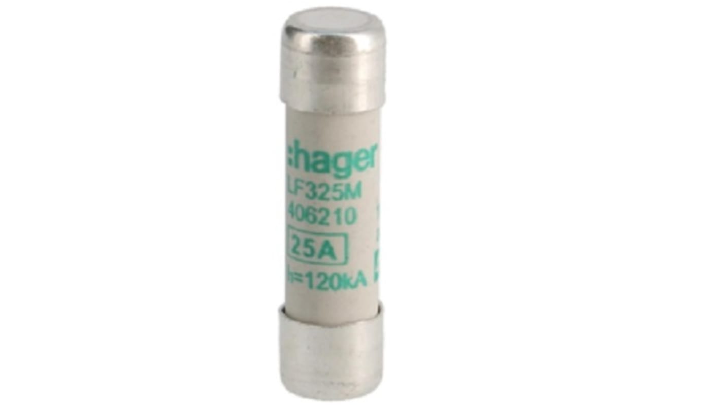 Fusible de cartucho Hager, 400V, 25A, 10 x 38mm