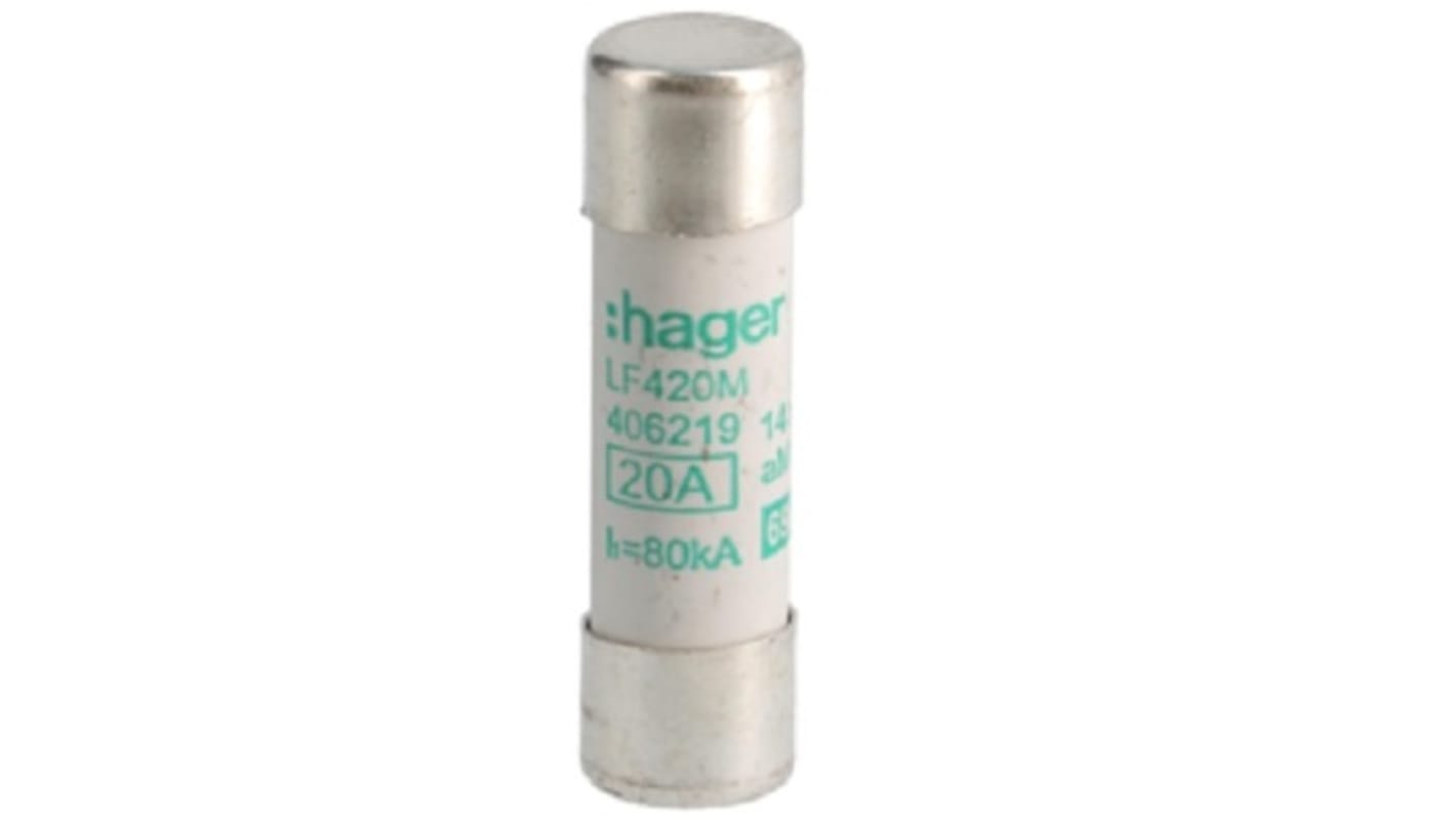 Hager 20A Cartridge Fuse, 14 x 51mm
