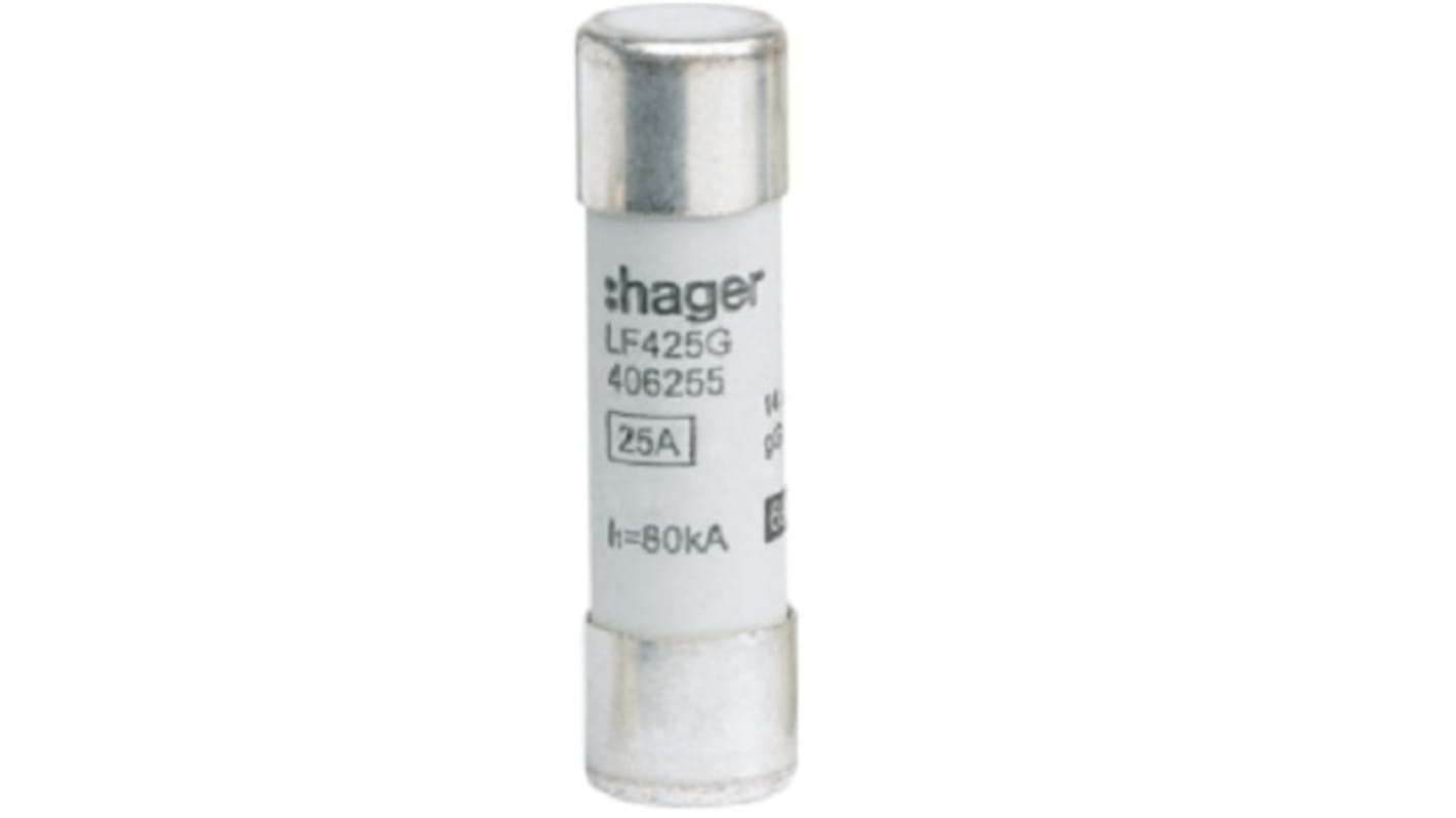 Hager 25A Cartridge Fuse, 14 x 51mm