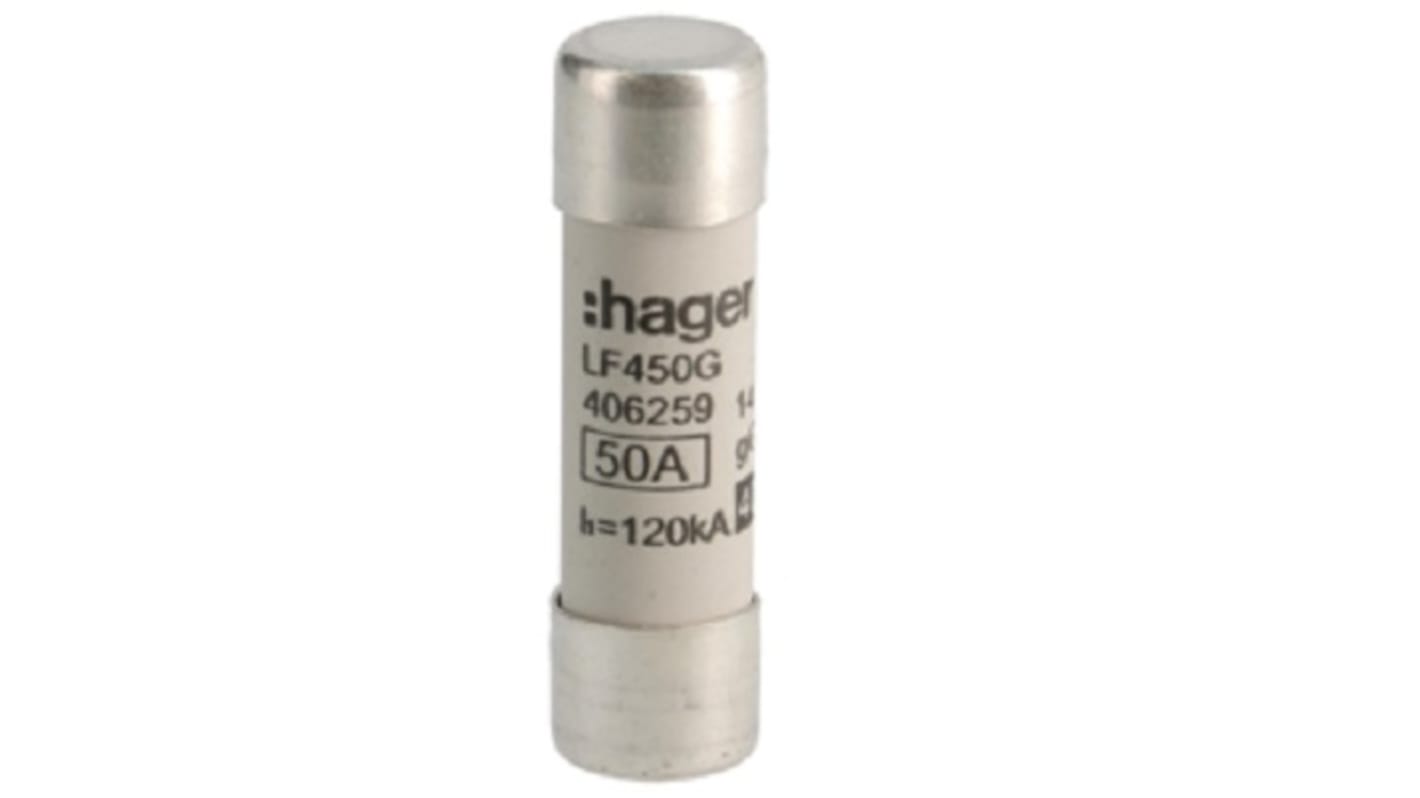 Hager 50A Cartridge Fuse, 14 x 51mm