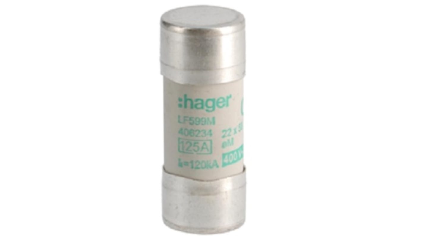 Fusible de cartucho Hager, 400V, 125A, 22.2 x 58mm