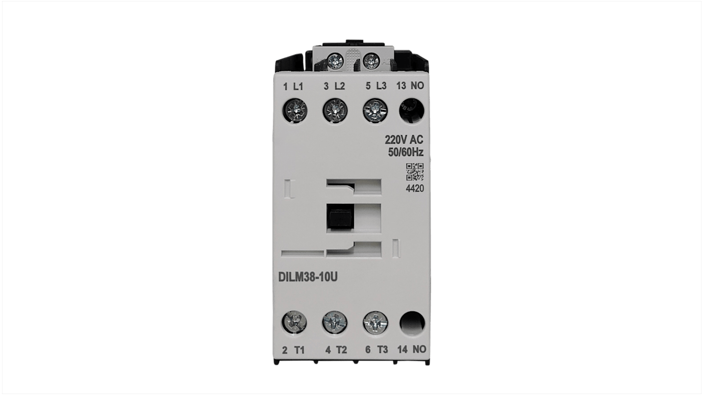 RS PRO RSPRO38-01 Contactor, 400 V Coil, 3-Pole, 38 A, 18.5 kW, 1NC