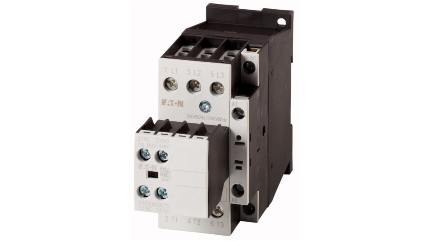 Eaton DILM Contactor, 24 V Coil, 3-Pole, 11 kW, 1NC