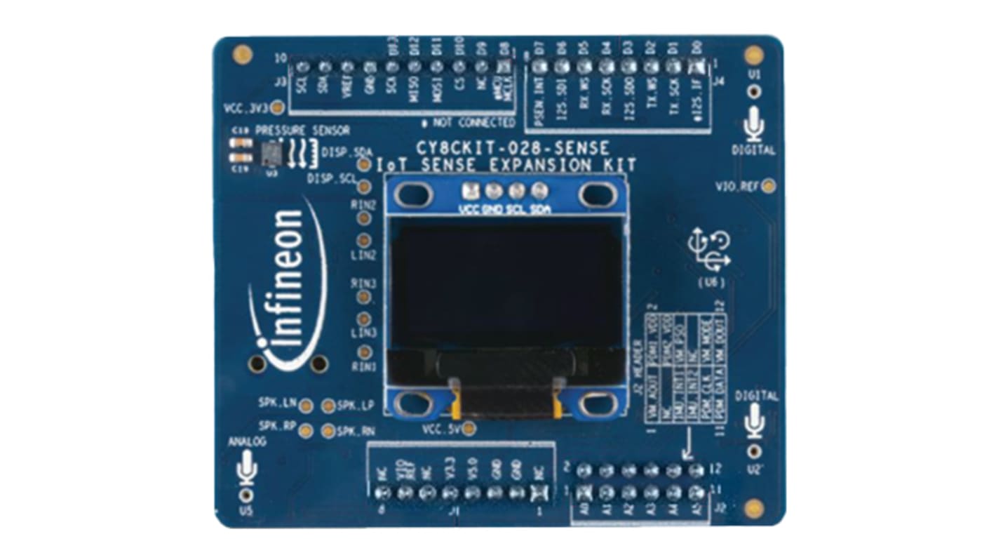 Kit de evaluación Sensor de orientación absoluto Infineon IOT Sense Expansion Kit - CY8CKIT-028-SENSE, para usar con