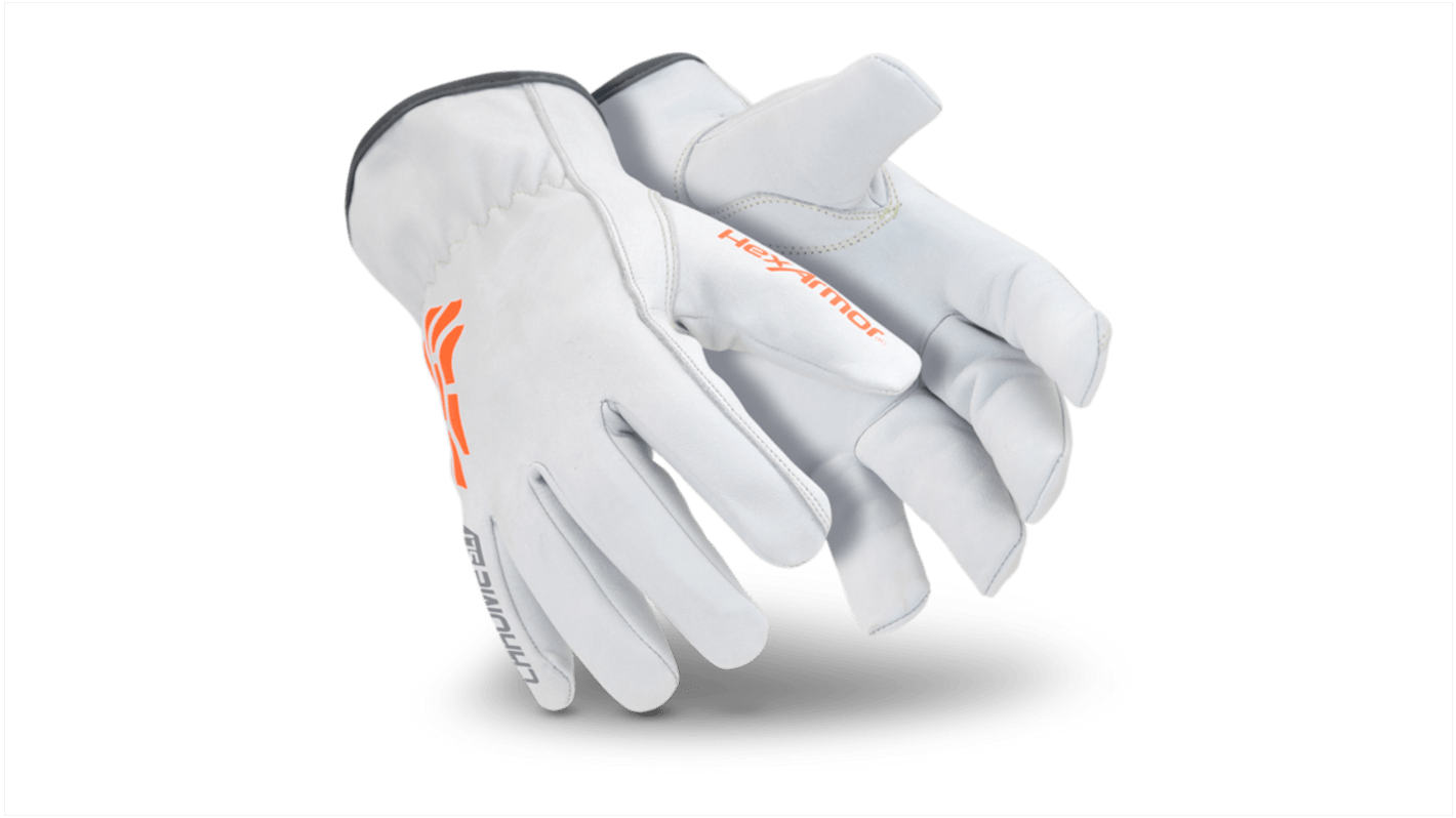 Uvex White Leather Cut Resistant, Dry Environment, Good Dexterity Work Gloves, Size 9, Large
