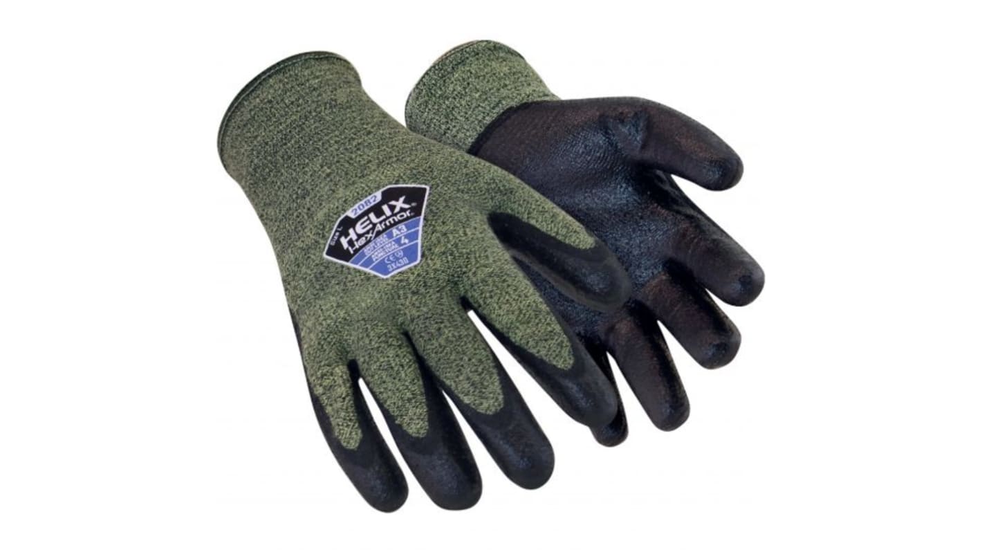 Uvex Green Aramid, Wool Cut Resistant, Flame Resistant Work Gloves, Size 7, Neoprene Coating
