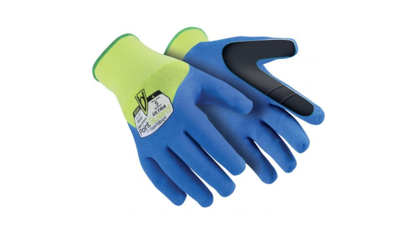 Uvex Blue Polyester Needle Resistant Work Gloves, Size 8, Nitrile Coating