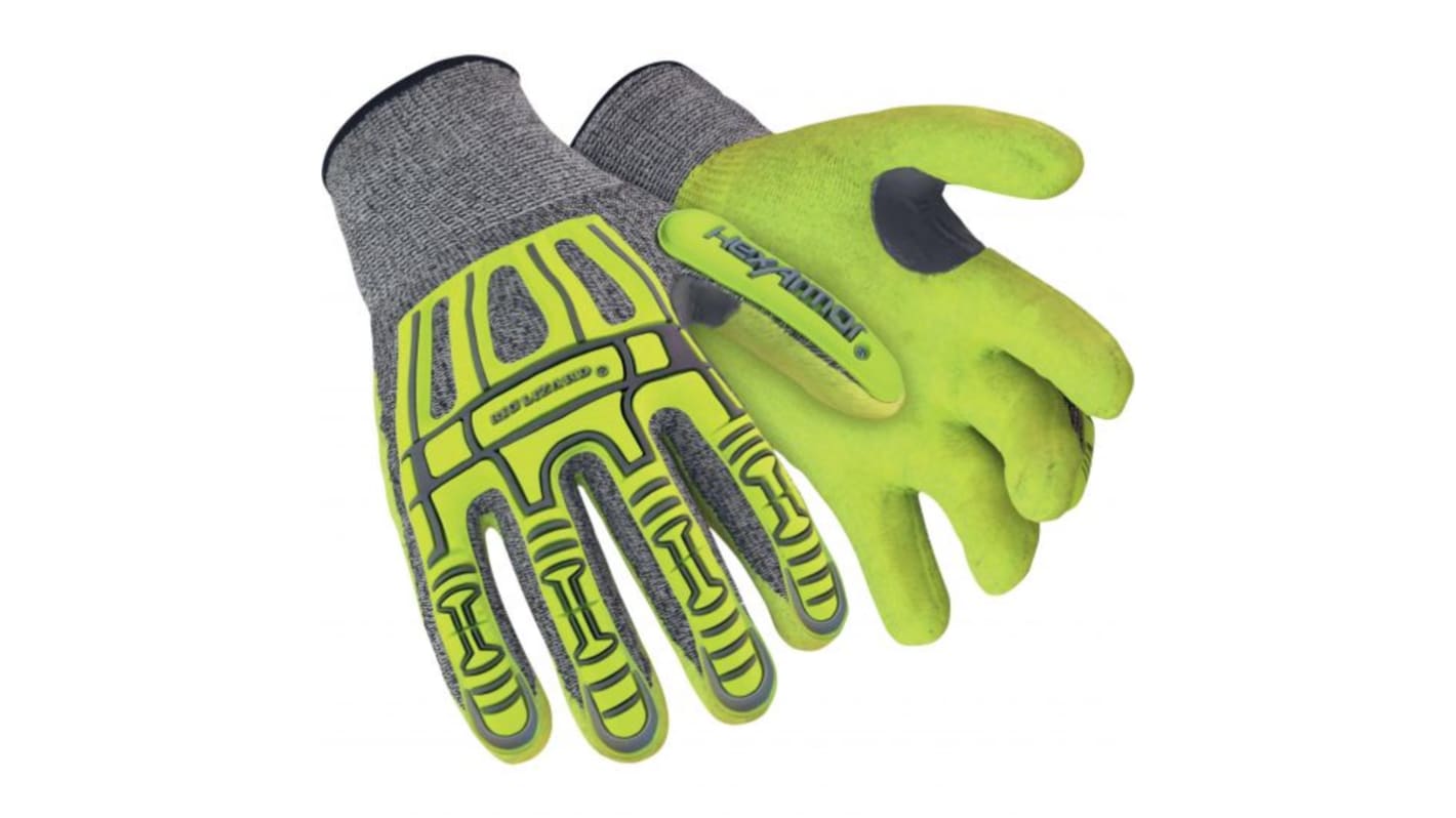 Uvex Yellow Glass Fibre, HPPE Impact Protection Work Gloves, Size 7, Nitrile Coating